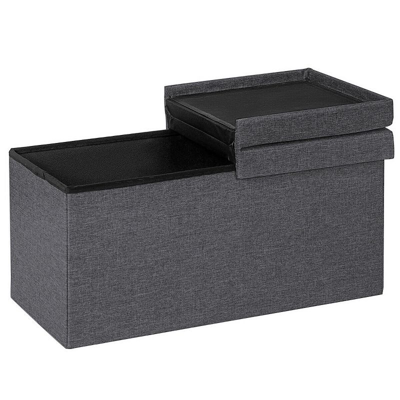 Tangkula Dark Grey 30" Storage Folding Ottoman with Lift Top Bed End Bench 80L Storage Space, 4 of 7