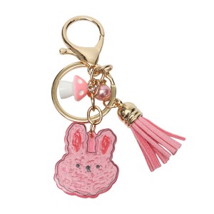 Unique Bargains Rabbit Tassel Handbag Charm Pink Gold Tone 1 Pc - 1 of 4
