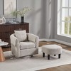 Swivel Accent Chair with Ottoman Set, Modern Chenille Barrel Armchair with Removable Back Pillow and 2 Armrest Covers , Black - 4 of 4