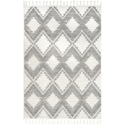 Nuloom Anais Geometric 5x8 Indoor Area Rug for Living Room Bedroom Dining Room Kitchen, Light Grey/Ivory
