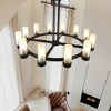 PAKOKULA 47.2 in. 12-Light Black Wagon Wheel Semi-Flush Mount Ceiling Light with Double-Layer Glass Shades, E12 Base, Dimmable - 4 of 4