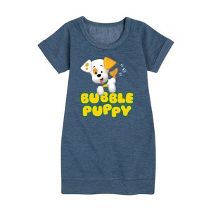 - Bubble Guppies - Bubble Puppy Graphic Short Sleeve Fleece Dress - 1 of 4
