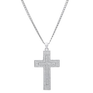 Steeltime 24" Sterling Silver Mens Cross Rhodium - 1 of 3