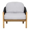 Outdoor Acacia Wood Rope Club Chair with Cushions & Teak Finish, Deep Seating for Patio Garden Porch-3irtyhousy - 3 of 4