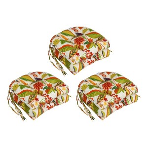 Blazing Needles, 16-inch Spun Polyester Patterned Outdoor U-shaped Tufted Chair Cushions (Set of 6) - 1 of 2