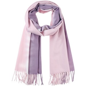 INSPIRE CHIC Women's Contrast Color Imitation Cashmere Ombre Fringe Soft Winter Warm Scarves 1Pc - 1 of 4
