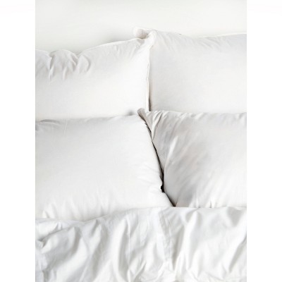 Soft White Duck Feather and Down Bed Pillows, 2-Pack