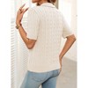 Coolmee Women Casual Lapel V Neck Cable Short Sleeve Knit Soft Pullover Sweater Tops - 4 of 4