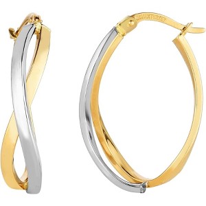 14k Two-Tone Gold 26mm Twisted Hoop Earrings - 1 of 3