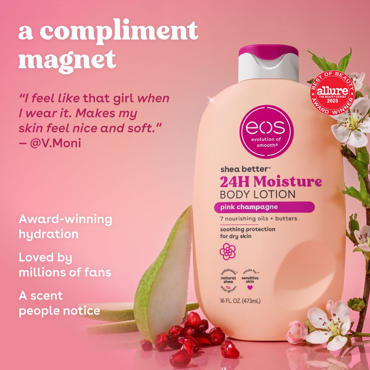 eos Shea Better 24H Moisture Body Lotion - Pink Champagne - 16oz - thumbnail 5