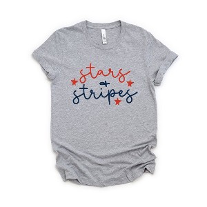 Simply Sage Market Women's Patriotic Stars and Stripes Cursive Short Sleeve Graphic Tee - 1 of 4