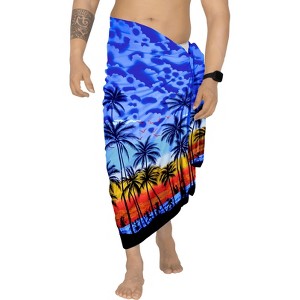 LA LEELA Men's Sarong Bath Hawaiian Pareo Wrap One Size Navy Beach - 1 of 4