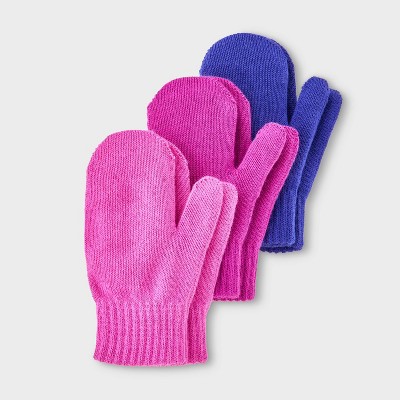 Toddler 3pk Mitten - Cat & Jack™ Pink/Magenta/Purple 2T-5T