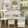 ACEPANO 52.4 in. H Makeup Vanity Desk with Cushioned Chair & Mirror For Bedroom-White - 2 of 4