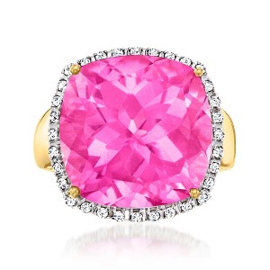 Ross-Simons 18.00 Carat Pink Topaz and .16 ct. t.w. Diamond Ring in 14kt Yellow Gold - 1 of 4