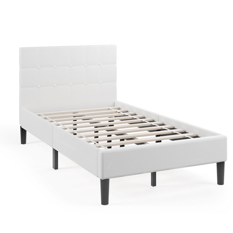 Costway Twin Upholstered Bed Frame Button Tufted Headboard Mattress Foundation, 1 of 11