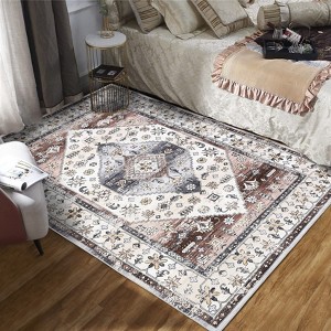 Vintage Floral Distressed Printed Area Rug Low Pile Machine Washable Stain Resistant Non Shedding Non Slip Pet Friendly Floor Mat - 1 of 4
