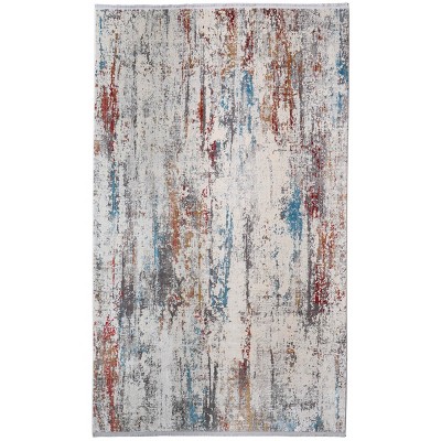 Cadiz Modern Abstract Gray/Red/Blue Area Rug