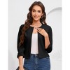 Coolmee Women's Collarless Blazer Ruched 3/4 Sleeve Open Front Slim Fit Business Work Office Jacket Cardigan - 2 of 4