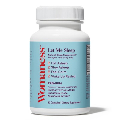 Womaness Let Me Sleep Supplement with Melatonin, Magnesium, GABA & Chamomile Extract Vegan Capsules - 30ct