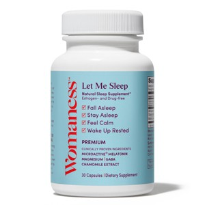 Womaness Let Me Sleep Supplement with Melatonin, Magnesium, GABA & Chamomile Extract Vegan Capsules - 30ct - 1 of 4