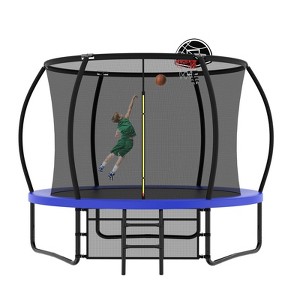 NAYSAYE Trampoline 10FT with Basketball Hoop and Enclosure Net for Outdoor Fun, Blue and Green, 120.00"*99.00"*94.00" - 1 of 4