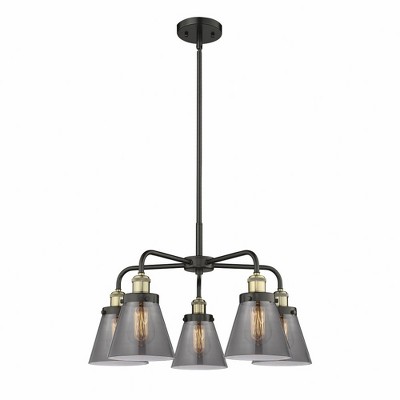 Cone - 5 Light Stem Hung Chandelier In Art Deco Style-14.75 Inches Tall and 24.25 Inches Wide