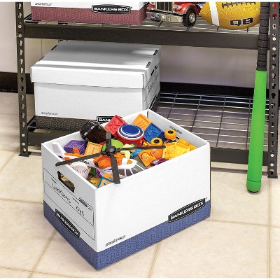 Heavy-Duty White and Blue Corrugated Storage Box with Lift-Off Lid