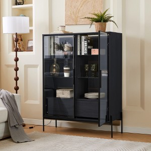 JUJABU 51.2'' Display Cabinet with Tempered Glass Door, Metal Legs, Modern Minimalist style, for Living Room, Office, Study - 1 of 4