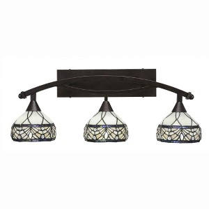 Toltec Lighting Bow 3 - Light Vanity in  Bronze with 7" Royal Merlot Art Glass Shade - 1 of 1