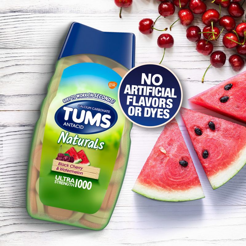 Tums Naturals Ultra Strength Antacid Chewable Tablets - Black Cherry & Watermelon, 4 of 15