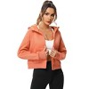 Women's Cropped Hooded Top Casual Zip Front Long Sleeve Sweatshirt with Pockets Orange XL - 4 of 4