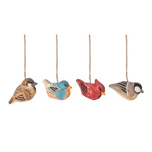 Gallerie II Wood Carved Bird Ornament, Set of 4 - 1 of 3