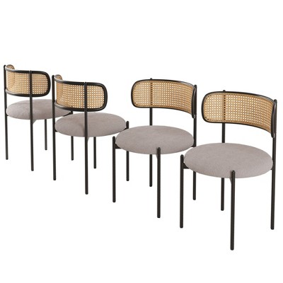 AZL1 Life Concept Dining Sets Modern Upholstered Chairs Set of 4, Accent Kitchen Chairs Rattan Back for Dining Room, Gray, 20.5"*20.5"*30"