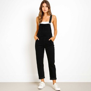 Women's Classic Denim Overalls – Relaxed Fit with Wide Legs & Functional Pockets Casual Workwear for Everyday Style Cherie Code - 1 of 4