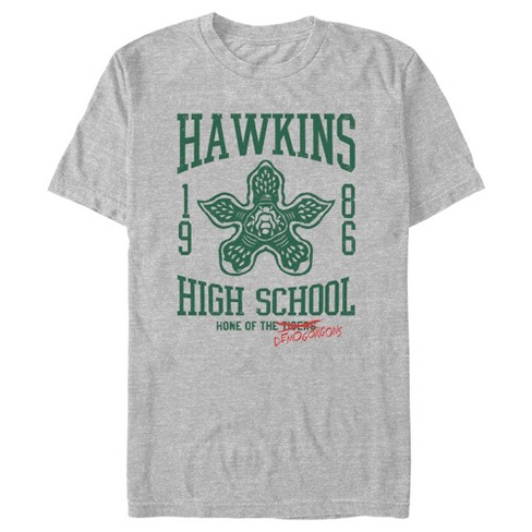  Stranger Things Men's Hawkins High School Logo T-Shirt :  Clothing, Shoes & Jewelry