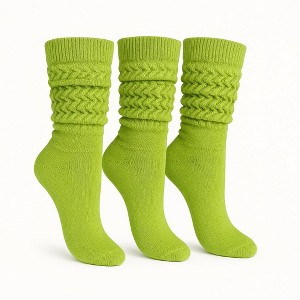Women’s Slouch Socks Cotton Slouchy Knee-High Boot Socks 3 Pairs Scrunch Breathable Extra Long All-Season Comfort - 1 of 4
