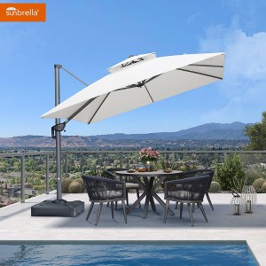 PURPLE LEAF Outdoor Cantilever Umbrellas with Base Large Patio Umbrella Offset Umbrella 360 Degree Rotation - 1 of 4