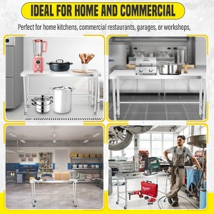 Stainless Steel Work Table，Commercial Prep Table with Open Base for Kitchen Restaurant Food Truck - 1 of 4