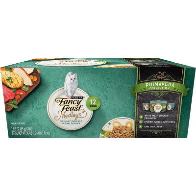 Purina Fancy Feast Medleys with Tuna,Chicken and Turkey Gourmet Wet Cat Food In a Classic Sauce Primavera Collection - 3oz/12ct Variety Pack