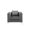 Velvet Chair with Nailhead Trim, Button Tufted, Chrome Legs and Throw Pillow for Living Room - 4 of 4