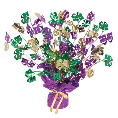 Beistle 15" Mardi Gras Gleam 'N Burst Centerpiece; 3/Pack 50805