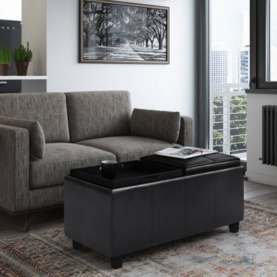 Franklin 2 Tray Storage Ottoman Midnight Black - WyndenHall