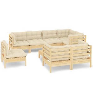 vidaXL Garden Lounge Set Cream Solid pine wood, polyester fabric Large - 1 of 4