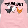 Girls' - Instant Message - This Kid Loves Chickens Shirt Tail Raglan Graphic T-shirt - 2 of 4