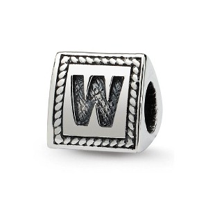 Black Bow Jewelry Triangle Block, Letter W Sterling Silver Bead Charm - 1 of 3