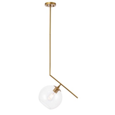 Elegant Lighting Ryland 1 light Brass and Clear glass pendant