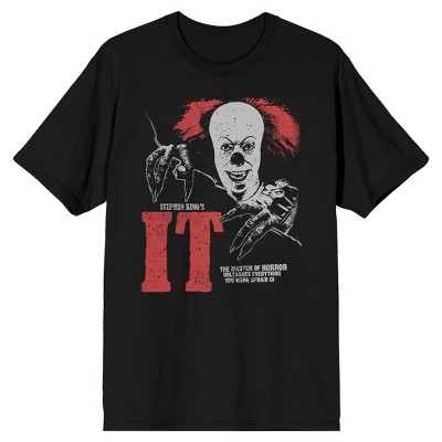 It 1990 Pennywise You'll Float Too Men's Black T-shirt-Medium