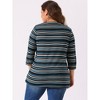 Agnes Orinda Women's Plus Size Comfy Knit 3/4 Sleeve V Neck Stripe Boho Casual Blouse - 4 of 4