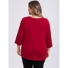 GRACE & GRANDEUR Women's Plus Size 3/4 Sleeve Waist Pleated Asymmetric Hem Crew Neck Casual Blouses - image 3 of 3